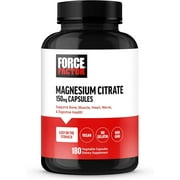 Force Factor Magnesium Citrate, Magnesium Supplement for Women and Men to Support Bone, Muscle, Nerve, Digestion, and Heart Health, Easy on The Stomach, Vegan, 6-Month Supply, 180 Capsules