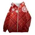 thumbnail image 5 of Women's Christmas Snowflake Print Zip-Up Hoodie Festive Holiday Winter Warm Fleece Jacket with Pockets, 5 of 5