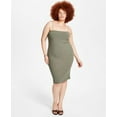 thumbnail image 2 of Bar III Trendy Plus Size Ribbed Bodycon Dress Dusty Olive 3X, 2 of 2