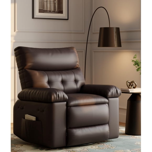 Oversized Recliner Chairs with Heat and Massage - 360° Swivel Lazy Boy Recliner Chair for Adults- Manual Rocking Chair with Remote Control for Living Rooms, Bedrooms