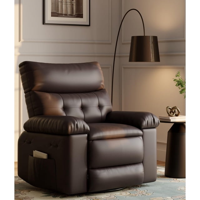 Oversized Recliner Chairs with Heat and Massage - 360° Swivel Lazy Boy Recliner Chair for Adults- Manual Rocking Chair with Remote Control for Living Rooms, Bedrooms