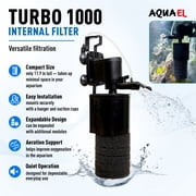 AQUAEL Turbo 1000 Internal Aquarium Filter, 265 GPH, for Aquariums 30 to 65 Gallons, with Sponge, Ceramic Media, Aeration Tube and Adjustable Flow