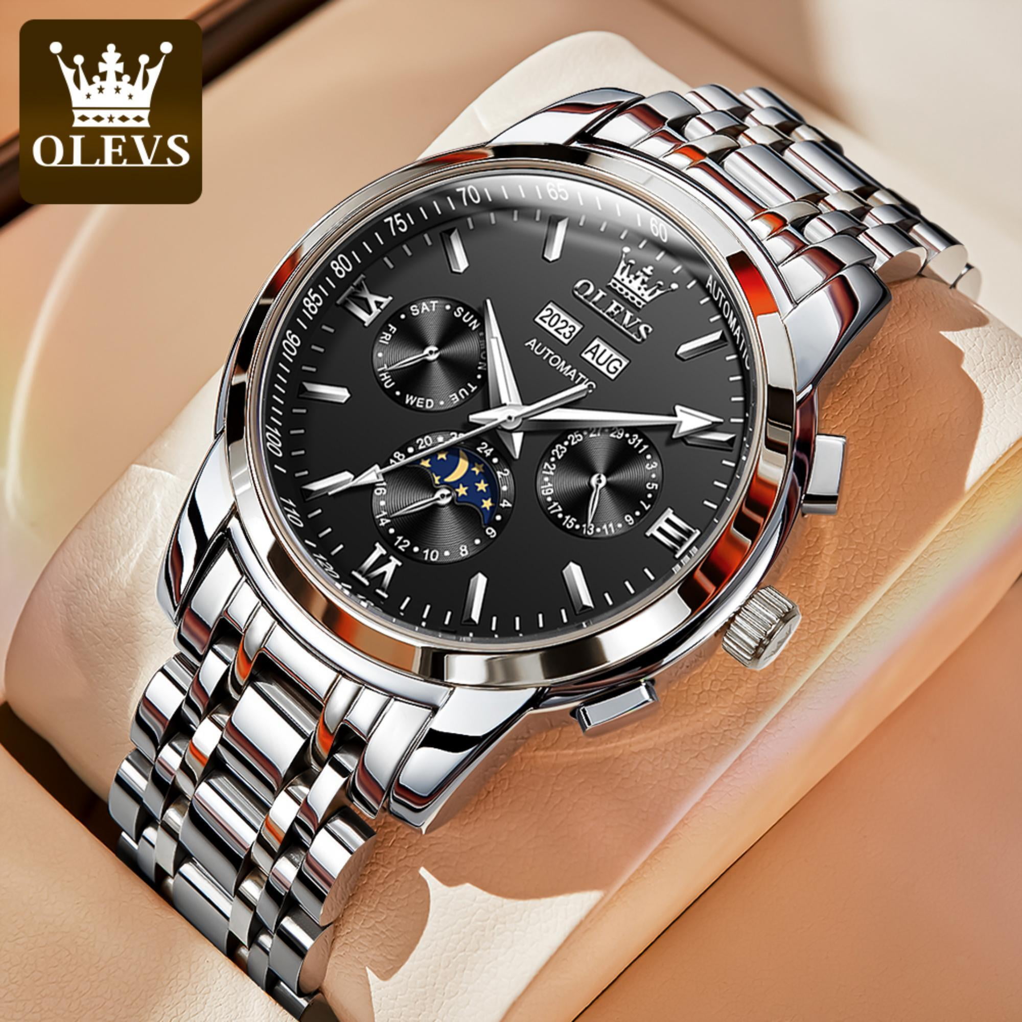 OLEVS Automatic Watches for Mens Stainless Steel Watch Self-Winding Analog Luxury Mens Dress Watch Luminous Waterproof Reloj, Gifts for Men, Male Wristwatches 6633