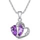 thumbnail image 1 of Nvzi Collar de cristal de moda con forma de corazón morado y colgante de diamantes de imitación, cadena con dijes, regalo de joyería, 1 of 5
