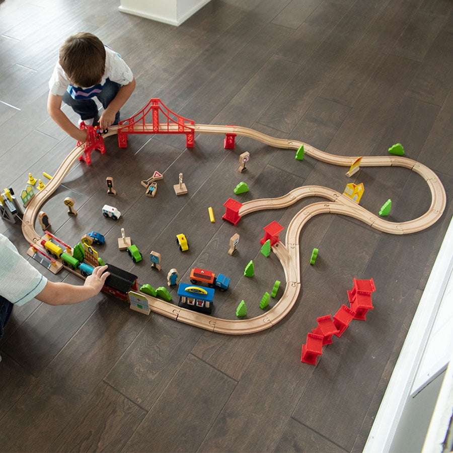 wooden train set walmart
