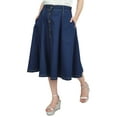 thumbnail image 2 of Bimba Women's Casual Designer Denim A-Line Skirt Elastic Waist With Pockets-S, 2 of 6