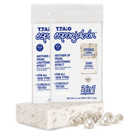 Gentle T.Taio Mother of Pearl Soap Sponge - Fresh Nacre Scent, Foot/Elbow/Face Massage & Lather, Shower Scrubber for Oil & Dirt Removal, Bathroom Accessory