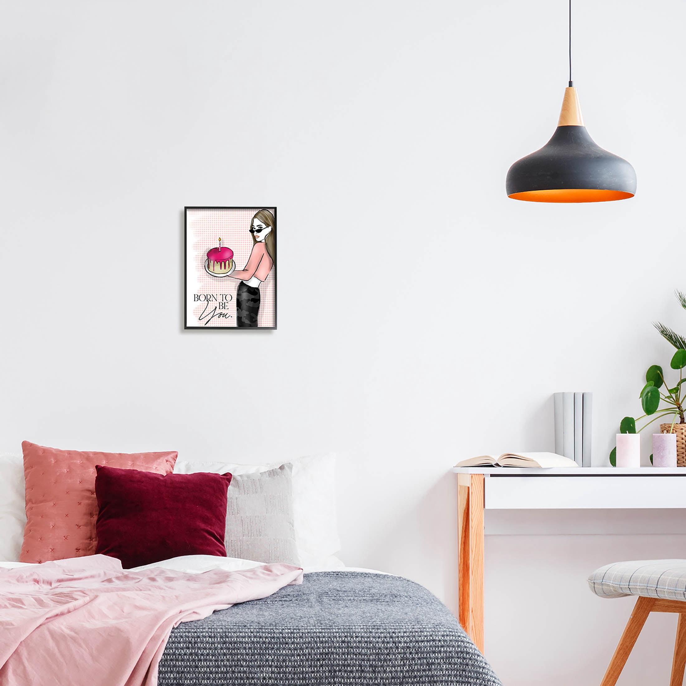 Stupell Industries Born To Be You Patterned Graphic Art Black Framed Art Print Wall Art, Design by Alison Petrie