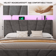 thumbnail image 5 of Romorgniz Queen Size Bed Frame with Underbed Storage Upholstered Bed Frame with Adjustable Headboard & LED Light & Charge Station ,Gray, 5 of 9