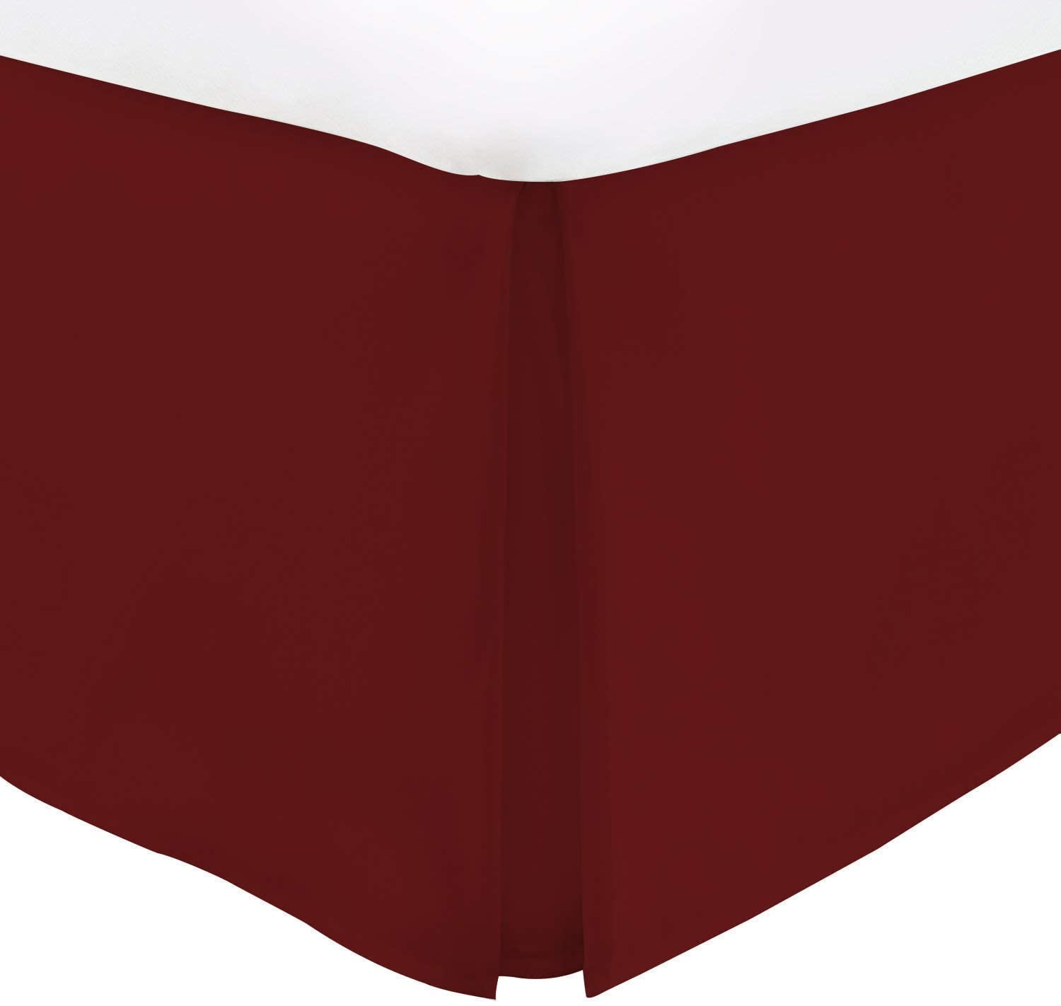 Box Pleated Split Corner Bed Skirt 21" Inch Drop,800 Thread Count 100% Egyptian Cotton Wrinkle and Fade Resistant Bed Skirt - Full Size (54" x 75") Inch Burgundy Solid