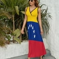 thumbnail image 6 of Venezuela Flag Womens Night Club Maxi Dress V Neck Sleeveless Bohemia Long Dresses, 6 of 9