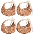 thumbnail image 1 of wonima44 4Pcs Small Flower Girl Basket with Ribbon Bow,Half Moon Wicker Flower Girl Basket,Cute Rattan Floral Basket for Home Wedding Decor(White Bow-2), 1 of 1