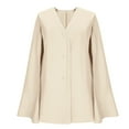 thumbnail image 5 of Sexlip Womens Double Breasted Cape Blazer V Neck Split Sleeve Elegant Business Casual Mini Blazer Dress Fall A Line Outfit Beige M, 5 of 6