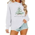 thumbnail image 4 of GUZOM Womens White Christmas Sweatshirt - 100% Polyester Relaxed Fit Crew Neck with Festive Christmas Tree Graphic, Cozy Holiday Loungewear (XS-XL),Size S, 4 of 8