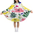 thumbnail image 3 of Colorful Floral Painted Pattern Design Blanket Oversized Wearable Hooded Blanket Warm Throw Blanket Buttons Sweatshirt For Women Men Teens Flannel, 3 of 8