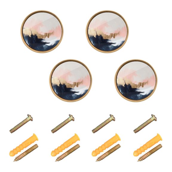 Yayeee 8 Pack Cabinet Knobs with Screws Round Zinc Drawer Pulls for Kitchen, Abstract Landscape