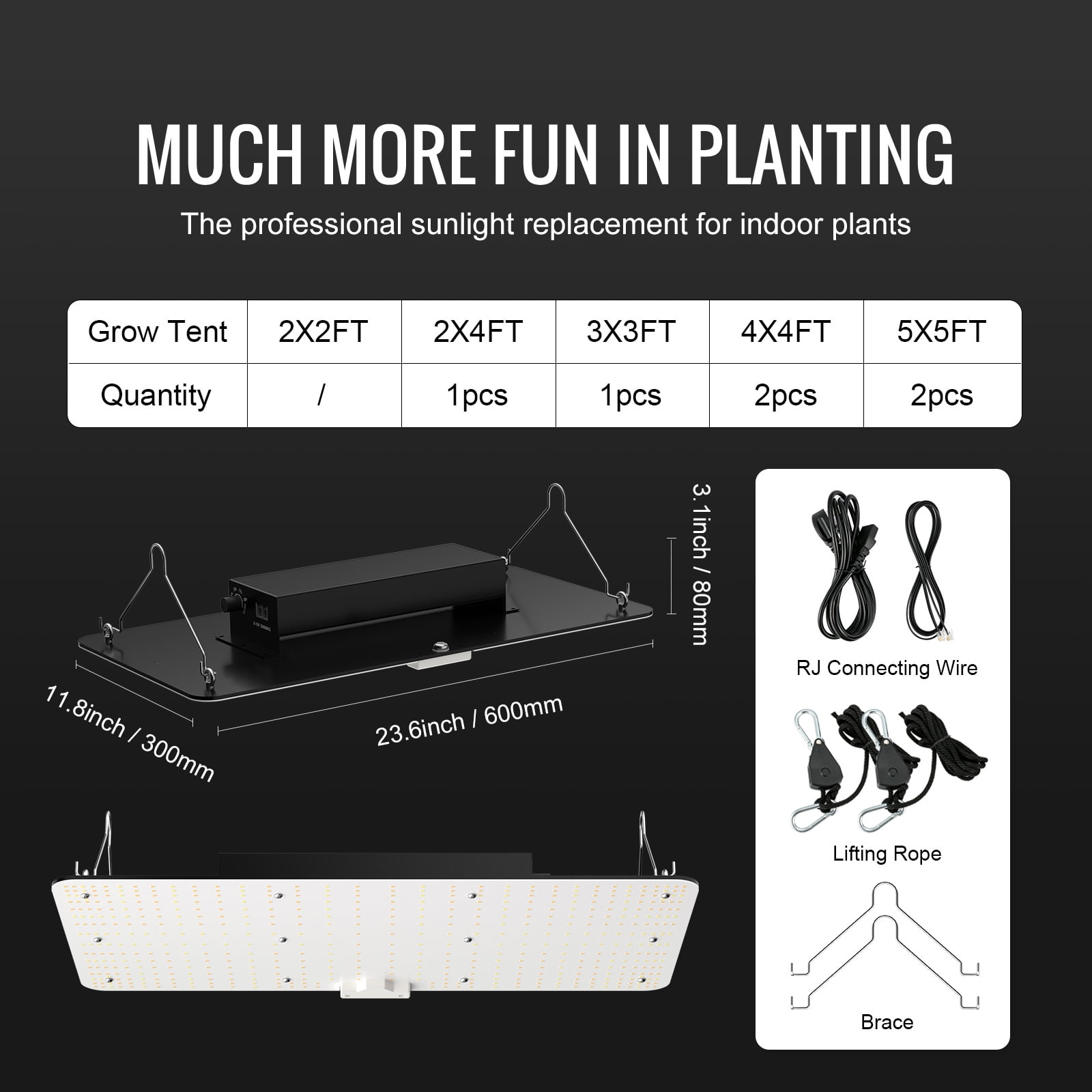 KFFKFF LED Grow Light Greenhouse Growing Light 200W Full Spectrum Indoor Plants