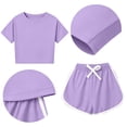 thumbnail image 3 of XYAIYT Girls Athletic Short Sets Summer Casual Outfits Sets Crew-neck Basic Tee and Drawstring Shorts, 3 of 5