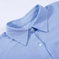 thumbnail image 4 of Travel-Ready Women'S Blouses, Light Blue Summer-To-Fall Transition Tops Unisex-Inspired Denim Button Down Blouses Oversized Lapel For Petite Women Machine-Washable Linen-Look Blue, 4 of 4