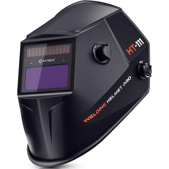 HITBOX Auto Darkening Welding Helmet, True Color 3.66" x 1.69" Viewing Screen, Shade 4/9-13 Solar Powered Welding Mask for TIG MIG ARC Grinding