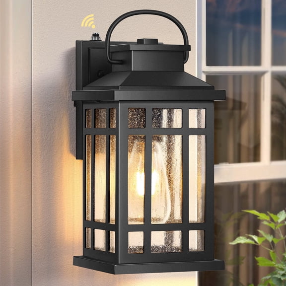 OPAXIS Dusk to Dawn Outdoor Lighting with Tempered Sleed Glass, Anti-Rust Black Outdoor Wall Lanterns, Modern Outside Porch Lights for House, Patio Exterior Wall Sconce