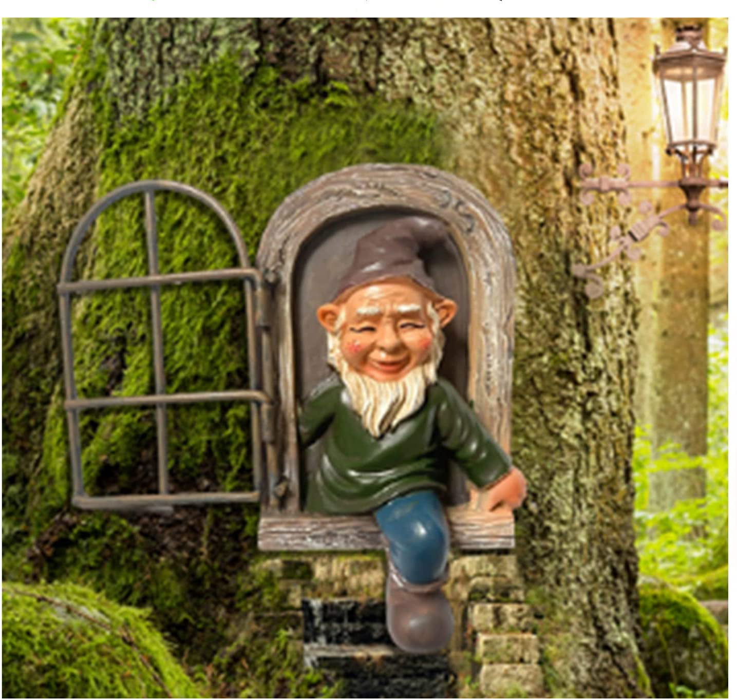 Naughty Garden Gnome for Out The Door Window Tree Ornaments Funny Dwarfs Decor 