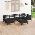 thumbnail image 1 of vidaXL 7 Piece Garden Lounge Set Solid Wood Pine Black, 1 of 1