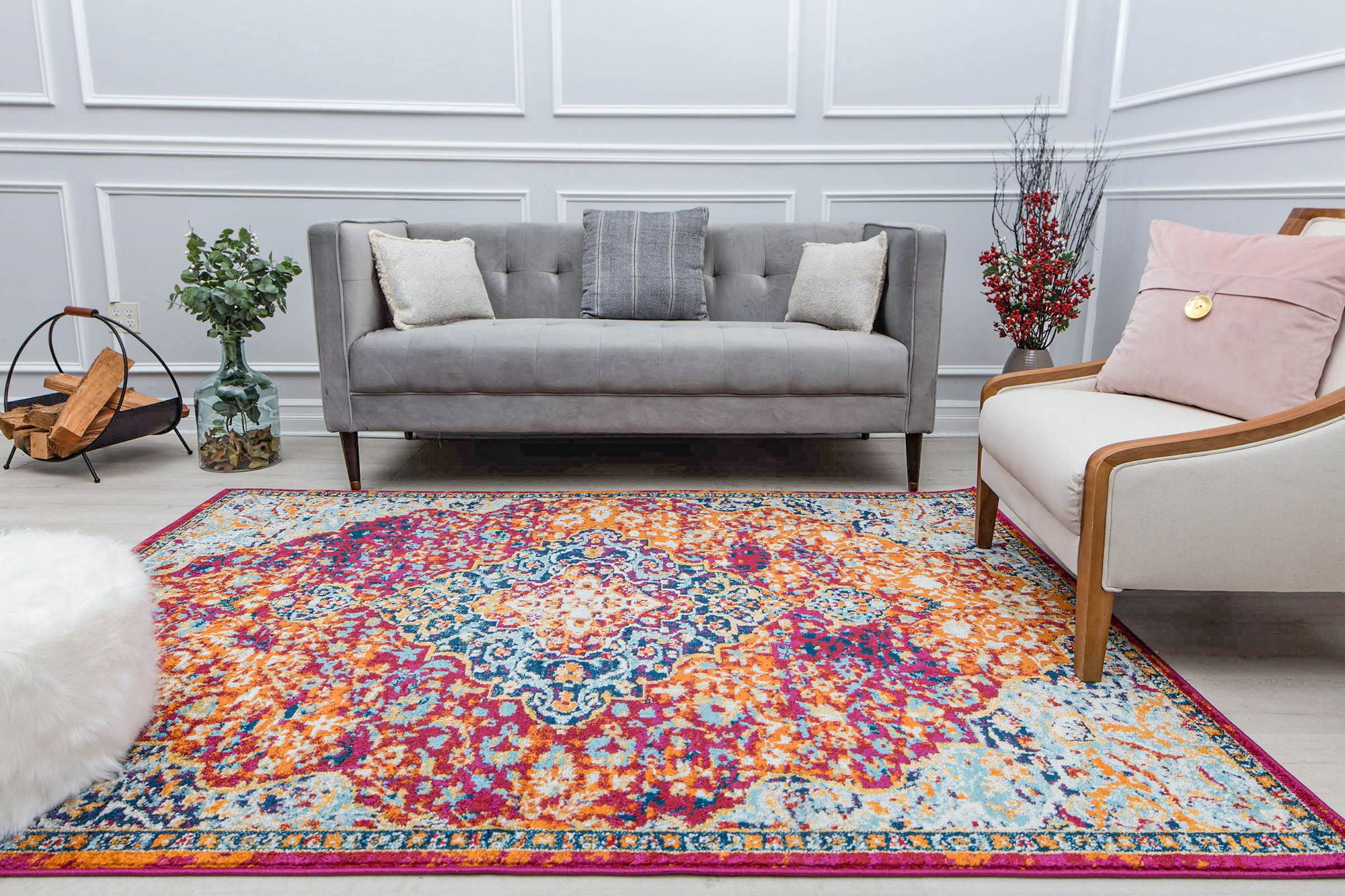 Harper HY50R Rosy Peach Abstract Vintage Red Area Rug, 8'0"X10'0"