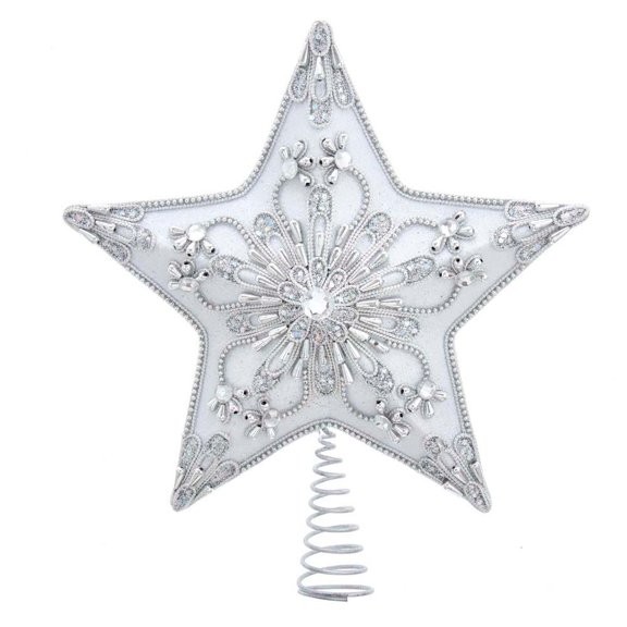 Kurt S. Adler Kurt Adler 13.5-Inch 5-Point White and Silver Star Treetop - 13.5"