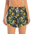 thumbnail image 2 of Susaid Citrus Fruits Elegant Lemons Print Women's High Waisted Running Shorts Quick Dry Athletic Gym Track Workout Shorts Zip Pocket-Small, 2 of 7