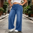 thumbnail image 4 of IFNWSV Denim Pants for Women Plus Size Stretchy Wide Leg Jeans with Pockets High Waisted Loose Casual Trousers Blue XL, 4 of 7