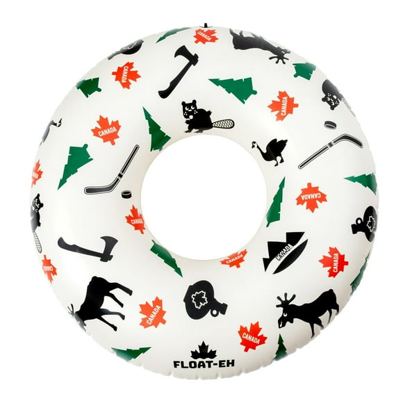 Float-EH Pool Floats Canadian Symbols Tube for Adults- Beach Floats are Thick, Durable, and Vinyl Designed - Floaties Designed in Canada for Canadians