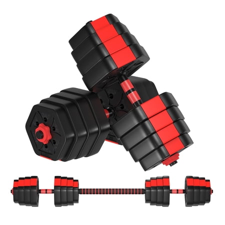 Ainfox 66LB 2 in 1 Adjustable Dumbbell Set, Gym Workout Dumbbell Set with Connecting Rod,Lifting Dumbbells Used As Barbell for Whole Body Workouts