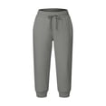 thumbnail image 6 of Utoimkio Women's Capri Jogger Sweatpants Drawstring Elastic Waist Cuffed Cropped Trousers with Side Pockets for Casual Daily Walking, 6 of 9