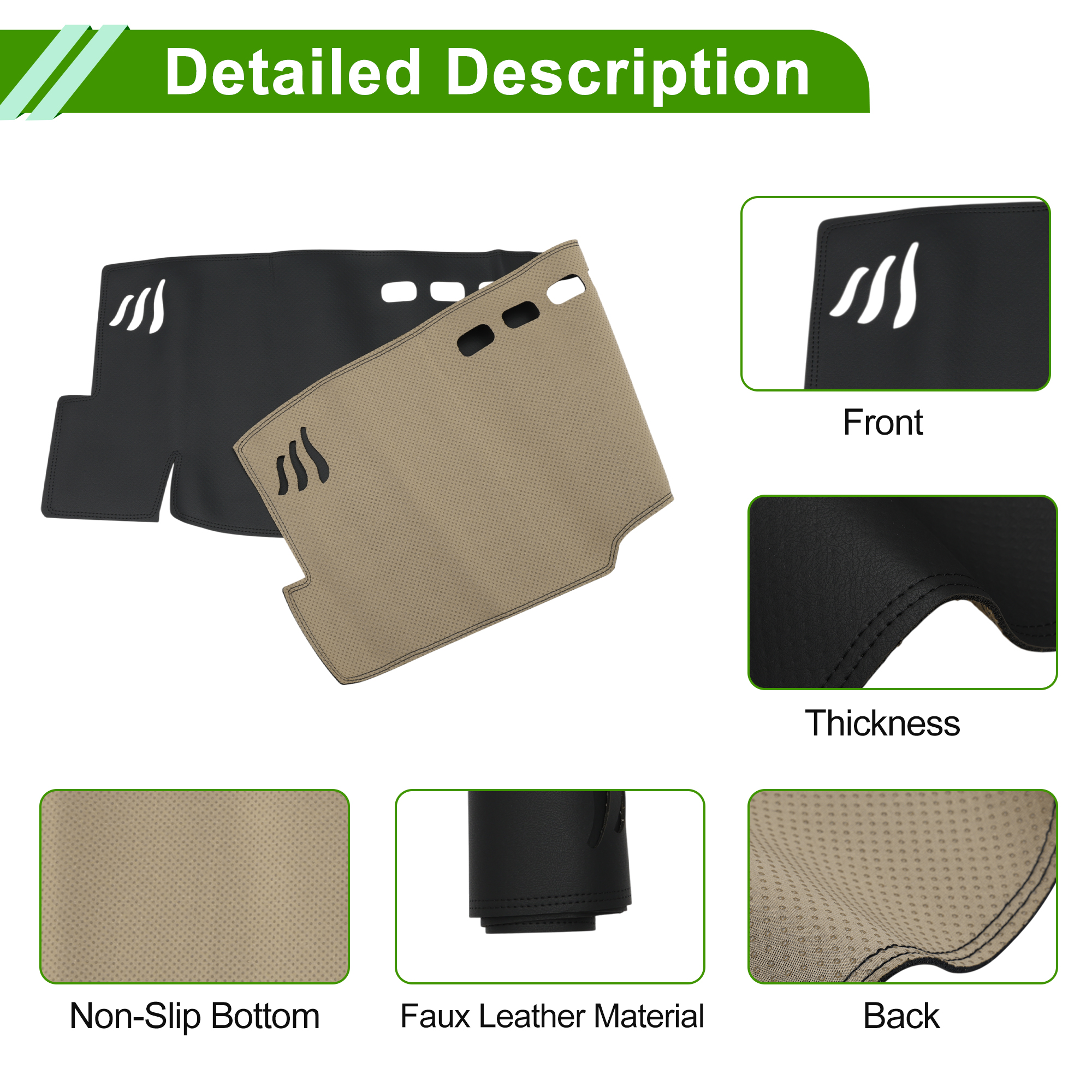 Unique Bargains Dashboard Cover for Toyota Camry 2025 Dash Cover Mat Carpet Center Console Dash Cover Mat Car Interior Faux Leather Black 1 Pcs