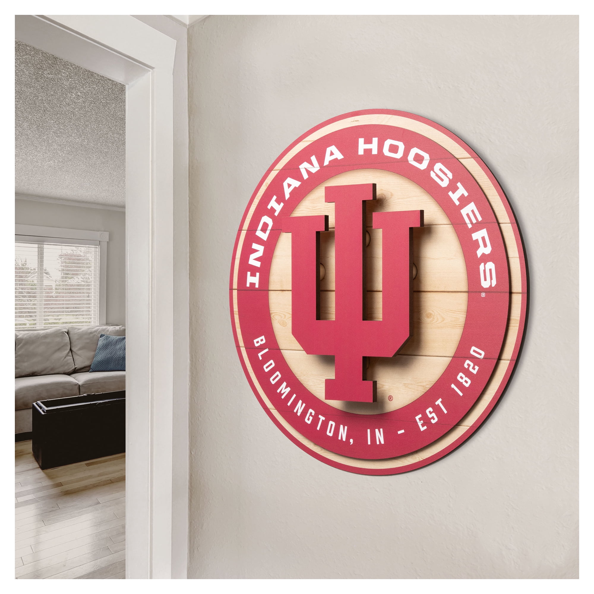 IDNA Indiana Hoosiers 15" x 15" 3DX Logo Circle Backer Wall Art
