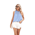 thumbnail image 2 of Camiseta Sin Mangas con Cuello con Volantes para Mujer, Azul , Talla M, 2 of 10