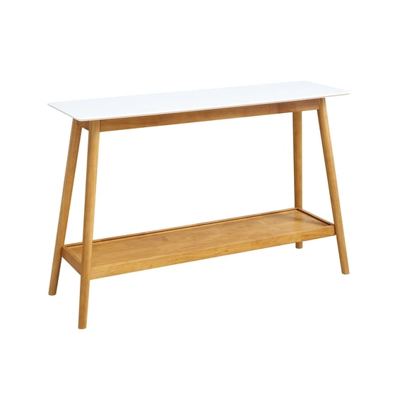 Convenience Concepts Oslo Console Table in White and Natural Wood Finish