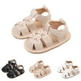 thumbnail image 4 of Otqutp Toddler Leather Soft Open Toe Sandals Adjusted Strap Flat Wide Shoes Summer Barefoot Beach Pool Baby Girls Sandals, 4 of 8
