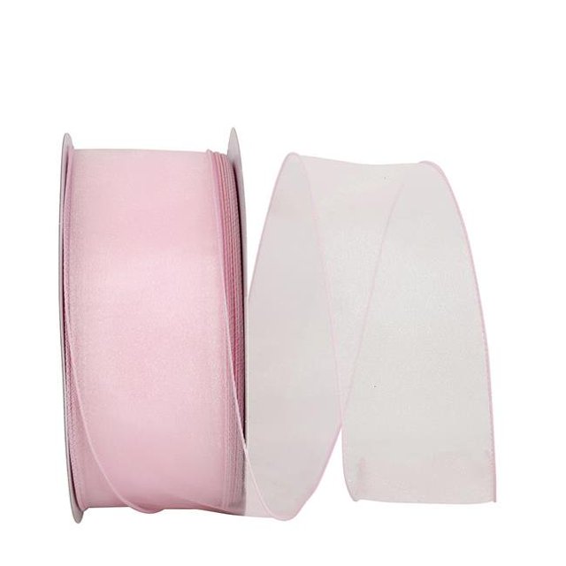 Reliant Ribbon 99908W-061-40K Ruban à Bordure Filaire Transparent, Joli et Économique - Rose - 2,5 Po x 50 Verges