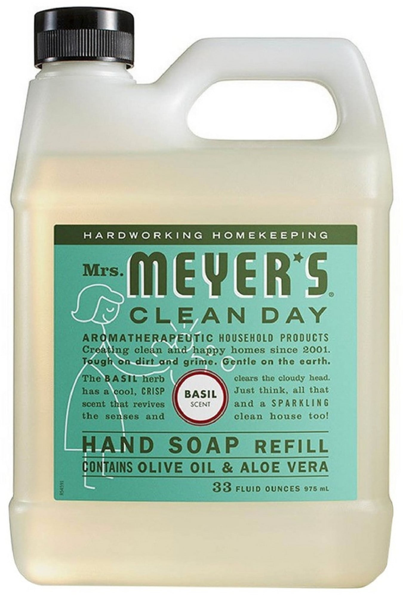 2 Pack Mrs. Meyers Clean Day Hand Soap Refill, Basil Scent 33 oz