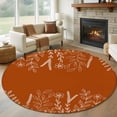 thumbnail image 2 of Burnt Orange Fall Round Area Rug 5ft Washable Large Round Rug for Living Room, Non-Slip Circle Rugs for Dining Room, Thanksgiving Eucalyptus Leaves Abstract Floor Carpet for Bedroom Entryway Office, 2 of 8