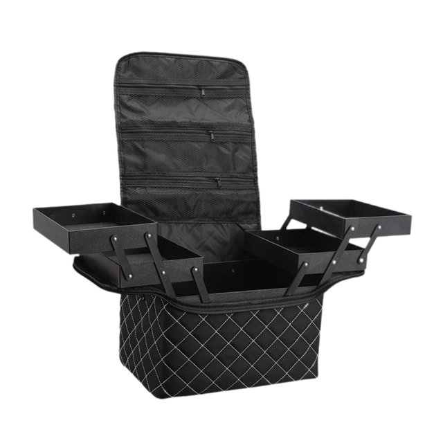 Bolsa de maquillaje de viaje, bolsa de cosméticos, bolsa de hombro, organizador de cosméticos, bolsa de aseo para actividades al aire libre, vacacione Cremallera negra