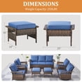 thumbnail image 7 of PARKWELL Outdoor 2-Piece Patio Rattan Ottoman,Wicker Footstool Seat Side Table with Cushion for Backyard, Balcony, Poolside,Navy, 7 of 7