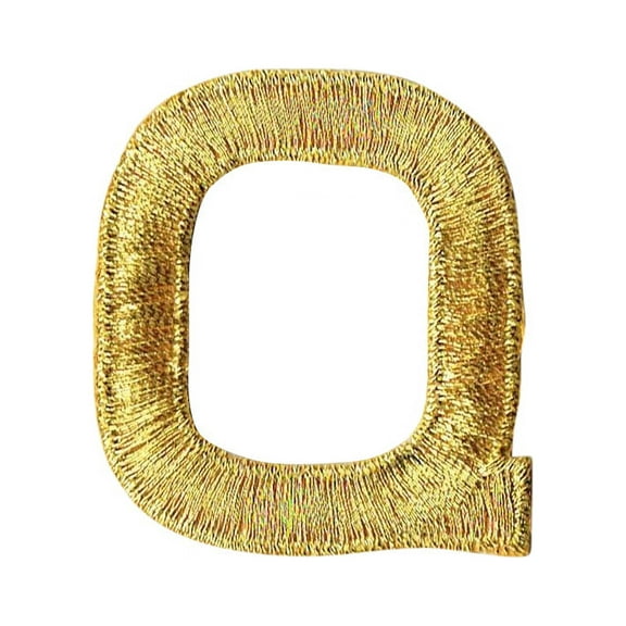 Alphabet Letter - Q - Color Gold - 2" Block Style - Iron On Embroidered Applique Patch