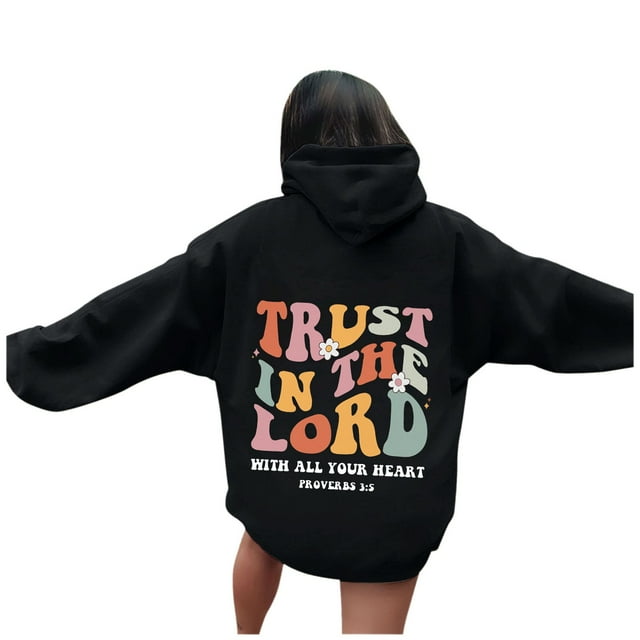 2025 Chandails à Capuche Graphiques pour Femmes Vestes pour Femmes Chandails à Enfiler Surdimensionnés Hauts Décontractés Robe de Chandail pour Femmes à Manches Longues Chandail à Capuche à Cordon avec