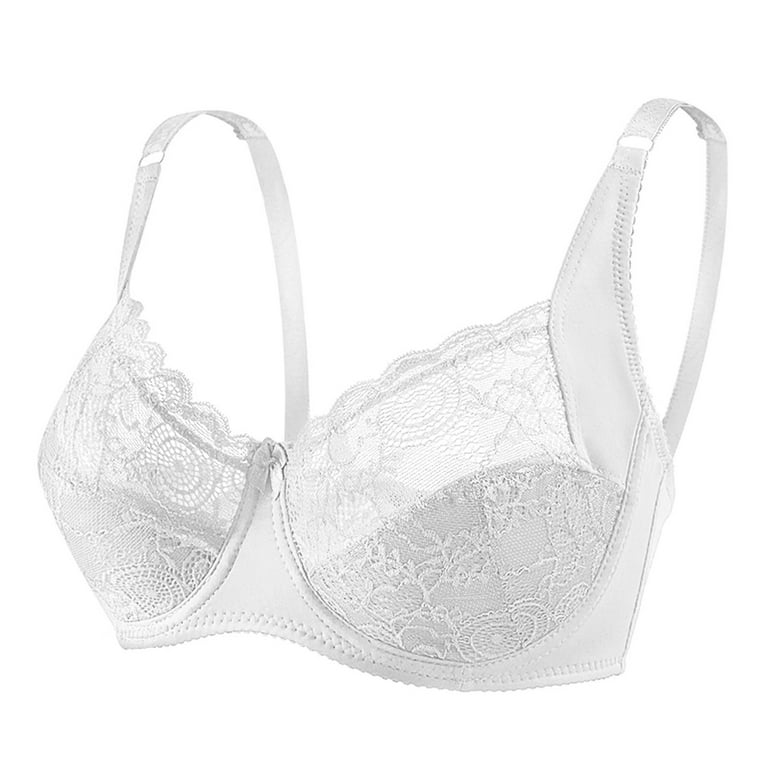 CAICJ98 Bras for Women Support Wireless Bra, Lace Bra with Stay-in-Place  Straps, Full-Coverage Wirefree Bra, Tagless for Everyday Wear,White