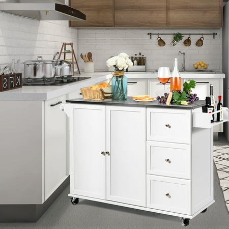 Ul Li Ultra Wide Stainless Steel Countertop The Kitchen Cart Adopts Stainless Steel Countertop Rather Than Ordinary Wood One It Shall Provide Longer Service Time Due To Its Excellent Durability While Bringing Much More