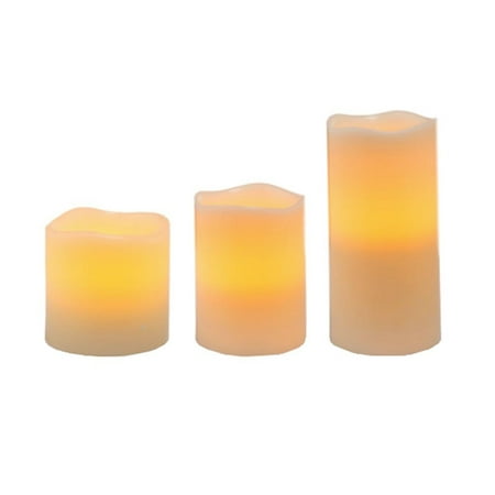 LED Pillar Candle: Vanilla Scent, Wax, Assorted Sizes, 3