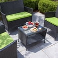 thumbnail image 4 of ENYOPRO 4-Piece Outdoor Furniture Set, Rattan Outdoor Patio Upholstered Furniture Set with Green Cushions and a Glass Coffee Table, Perfect for Pools, Gardens, Patios, and Backyards, 4 of 8